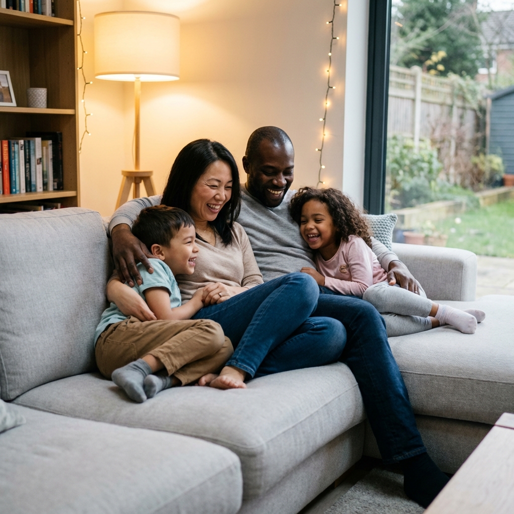 Happy Family in Secure Home